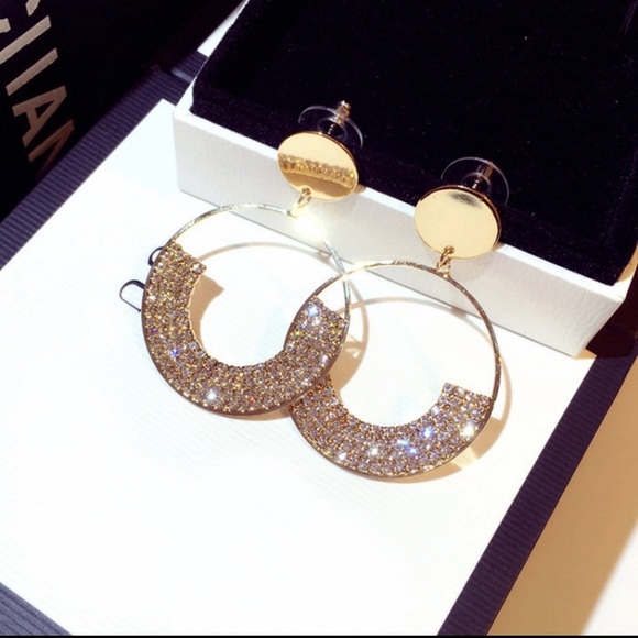 Gold Tone Round Hoop Earrings - Picture 2 of 4